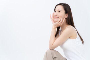 白バックの若い女性のビューティー
