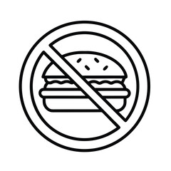 No burger eat outline vector icon. No burger vector illustration.