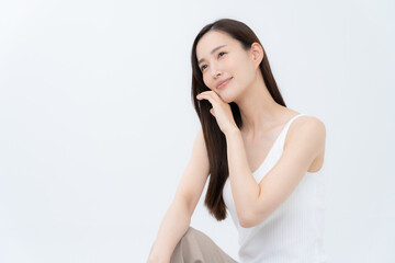白バックの若い女性のビューティー