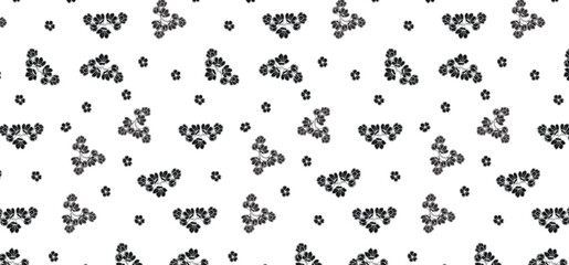 Hybrid design decorative flower repeat pattern in black