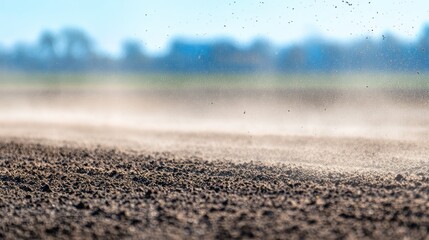 Dust blowing across a plowed field.