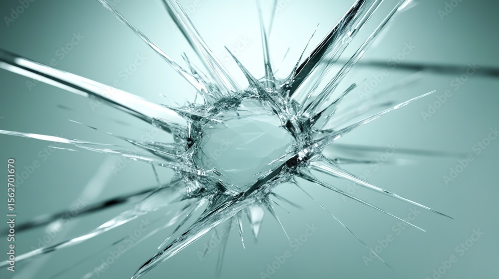 Poster shattered glass fragment with sharp edges and intricate geometry