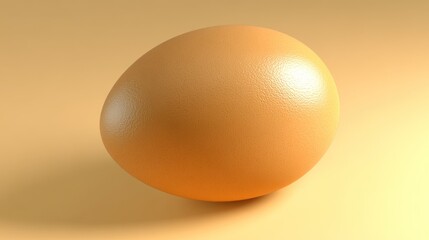 Single brown egg on beige background.
