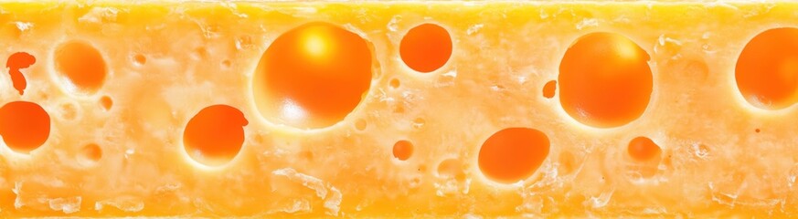 Close-up of a cheese slice with holes.