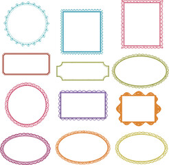 Diverse Ornate Lacy Borders & Frames: Colorful Decorative Edges in Various Shapes for Invitations, Certificates, and Embellishments.