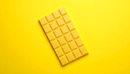 Luxurious White Chocolate Bar on Vibrant Yellow Background  Flat Lay.