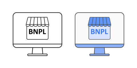 E-commerce platform icon with BNPL logo, ideal for online shopping, digital finance, and buy now pay later platform illustrations.