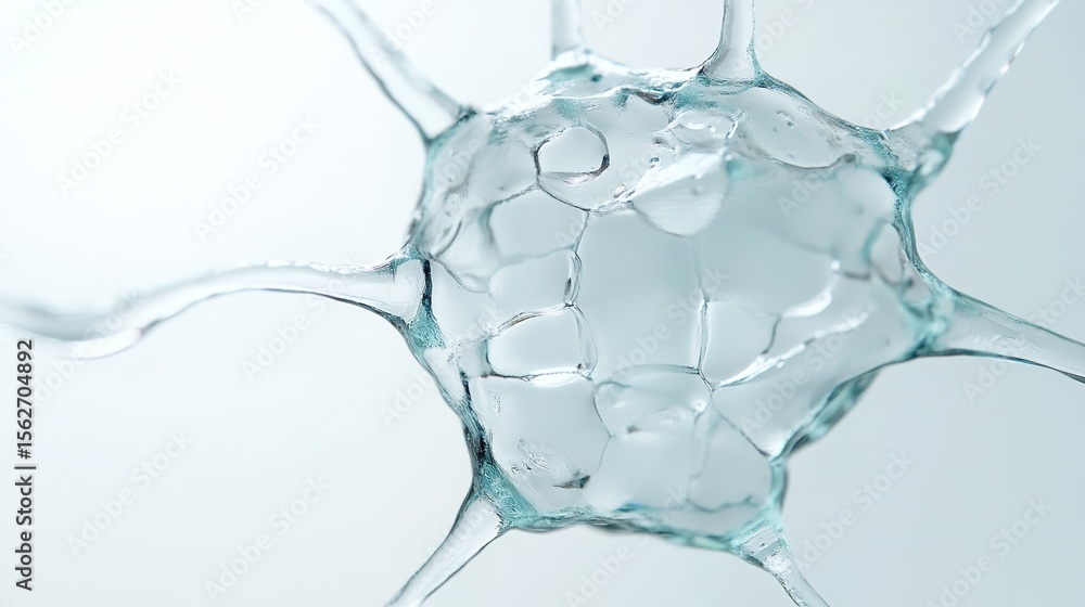 Poster close-up view of water droplet with intricate form and texture