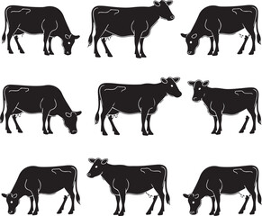 Cow Silhouette Vector Icon Design &ndash; Farm Animal Outline Graphic for Logo and Illustration