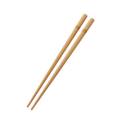 3D realistic wooden chopsticks for Asian food, eating utensils, dining, or kitchen concept isolated on a transparent background, png, cutout