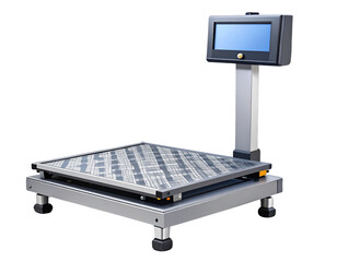 Industrial Digital Floor Scale for Heavy Goods, isolated on transparent background.