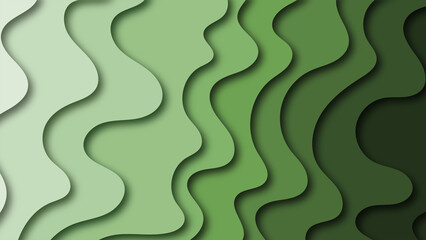 abstract paper cut green wave background