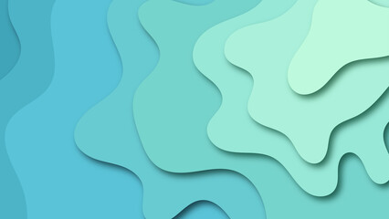 abstract paper cut blue wave background
