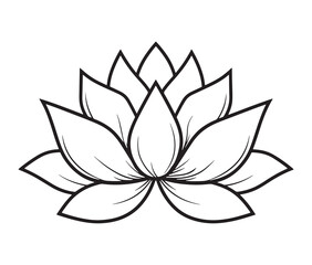 Line art lotus flower isolated on white background. Minimalist lotus outline.
