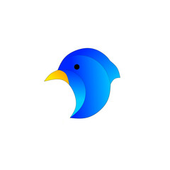 cool simple blue bird head vector 