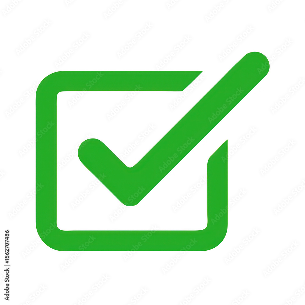 Poster green check mark inside square isolated on transparent background