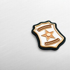 legislation policy enforcement concept. Police badge on a textured gray background.
