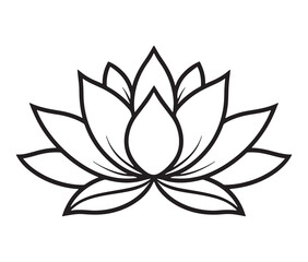 Line art lotus flower isolated on white background. Minimalist lotus outline.
