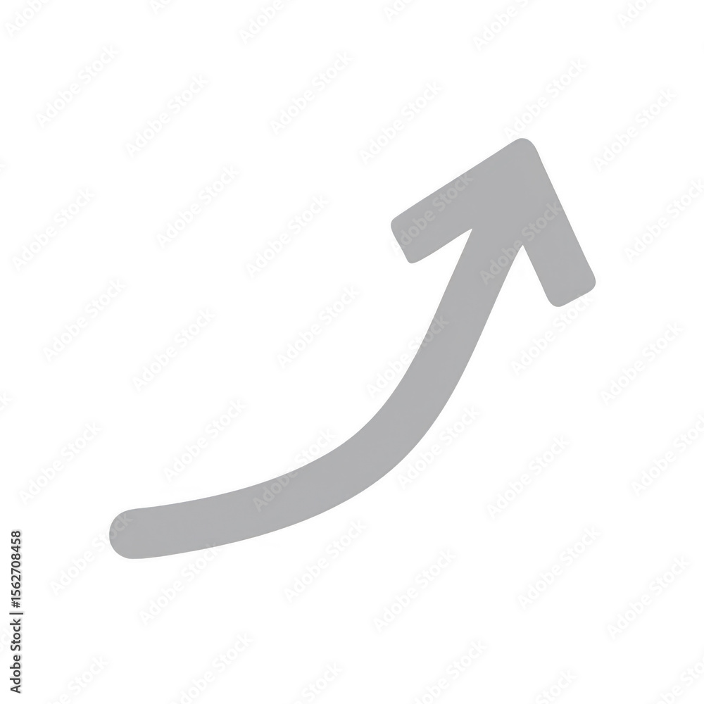 Poster curved gray arrow pointing up isolated on transparent background