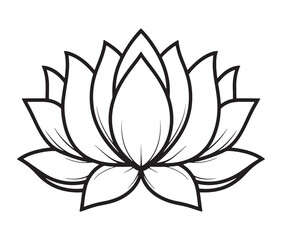 Line art lotus flower isolated on white background. Minimalist lotus outline.