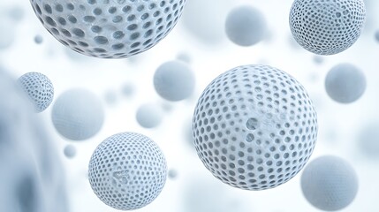 Fototapeta premium Abstract spheres, light gray, floating in air