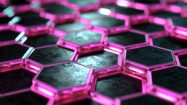ネオン輝く3D抽象ジオメトリパターン