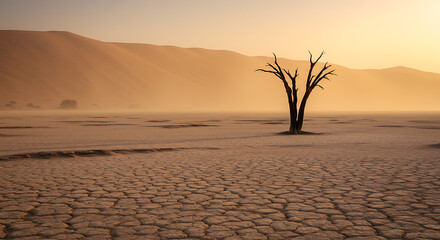Deadvlei Sunrise:  Cracked Earth, Lone Tree, Dust Storm