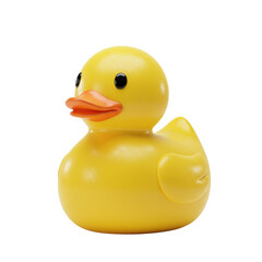 3D realistic yellow rubber duck for bath, toy, baby, or fun concept isolated on a transparent background, png, cutout
