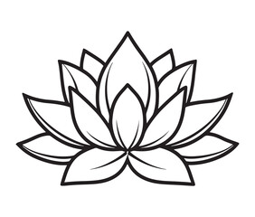 Line art lotus flower isolated on white background. Minimalist lotus outline.