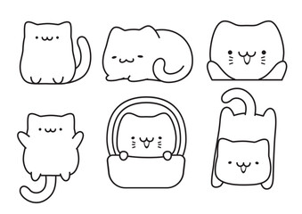 Cute cat line art for coloring