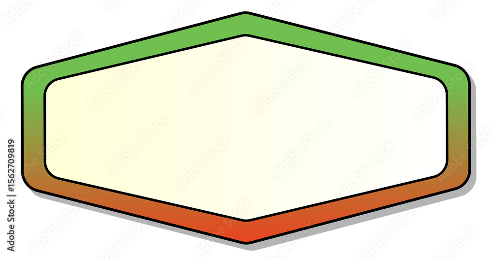 Poster a rounded hexagonal shape with a light, creamy yellow interior and a striking gradient border that s