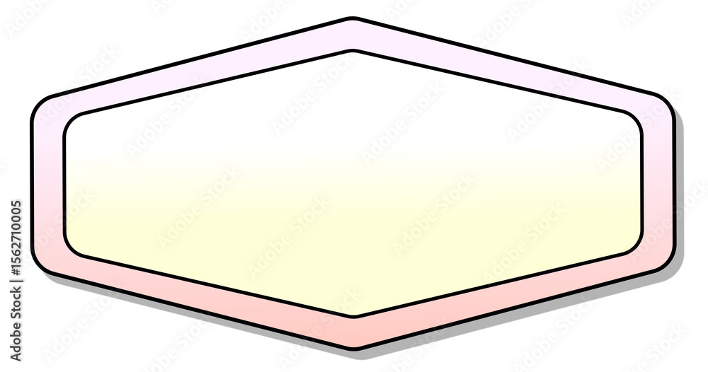 Poster a pastel-colored, rounded hexagonal shape with a subtle gradient from pale pink to soft yellow withi