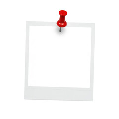 Instant photo pinned with a red pin isolated PNG with Transparent Background