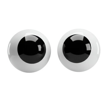 3D realistic googly eyes for fun, toy, decoration, or cartoon concept isolated on a transparent background, png, cutout
