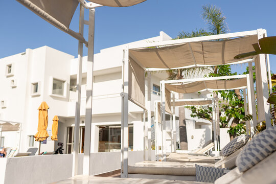 Luxury Sunbeds Beside Hotel Pool