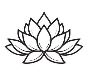 Line art lotus flower isolated on white background. Minimalist lotus outline.
