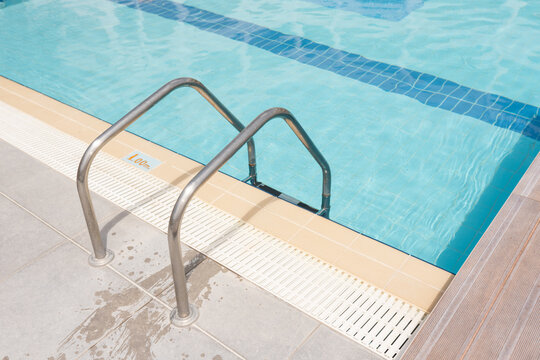 Poolside Entry with Clear Blue Water