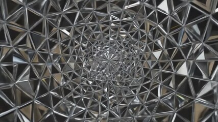 Mesmerizing kaleidoscope of reflective triangles creating a hypnotic tunnel effect, abstract geometric animation - Powered by Adobe