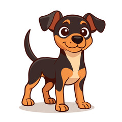 Happy Cartoon Puppy Standing with a Wagging Tail, Perfect for Pet-Related Designs