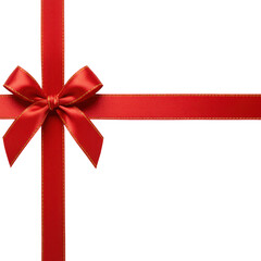 Red ribbon bow for gift wrapping isolated PNG with Transparent Background