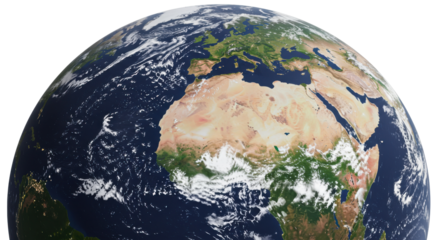 Earth globe featuring Europe and Africa continents isolated PNG with Transparent Background
