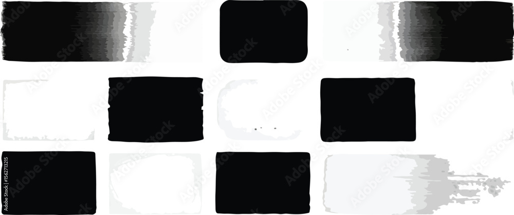Poster abstract checkerboard pattern with rough brush strokes and gradient fills in black and white represe