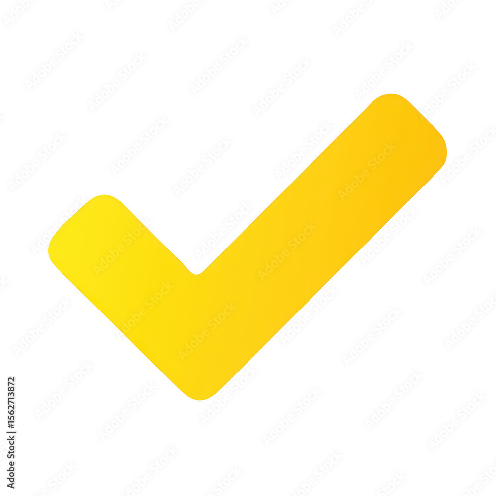 Poster yellow check mark symbol isolated on transparent background