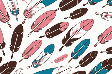 Colorful Feather Illustration- Delicate Feather Design- Artistic Feather Pattern- Bohemian Style Feathers- Vibrant Feather Background