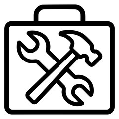 Toolbox icon with wrench and hammer on transparent background representing general utility hub and repair toolkit
