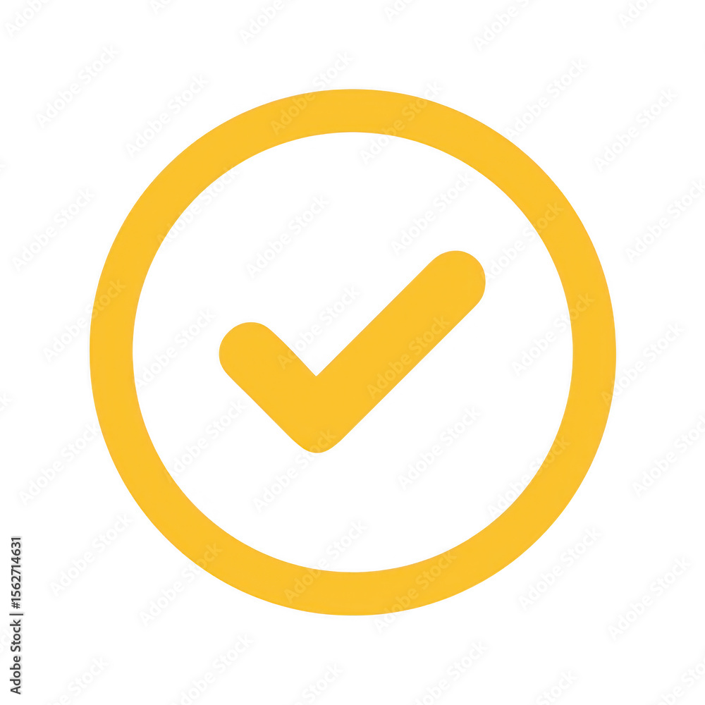 Poster yellow check mark inside circle isolated on transparent background