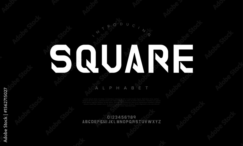 Aufkleber geometric and blocky futuristic font with angular aesthetics, ideal for sci-fi designs and digital b