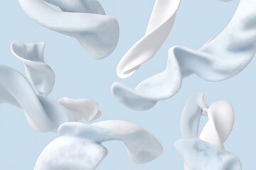 Abstract flowing shapes in light blue and white