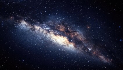 Fototapeta premium Vast spiral galaxy stretches across a dark night sky, dotted with countless stars