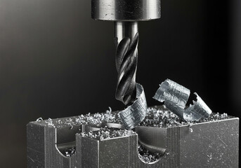 Metalworking Drill Bit Cutting Precise Hole in Steel